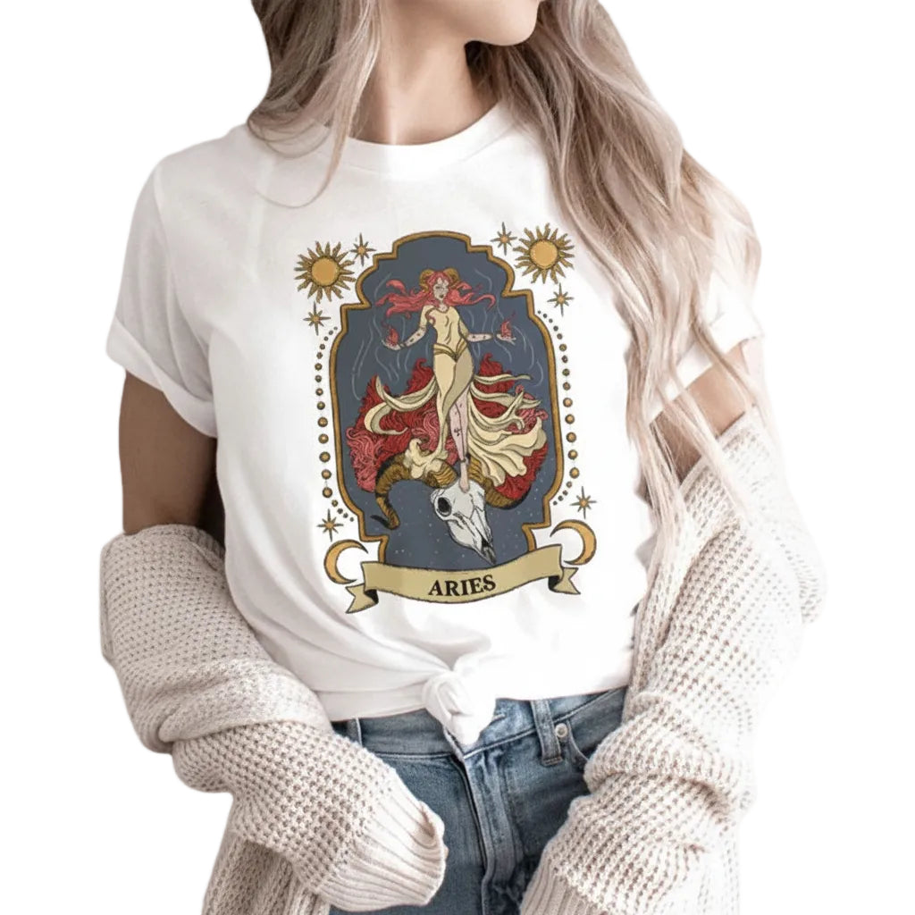Kurzarm Shirt mit Mondprint und klassischem Schnitt