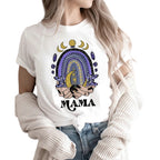 Damen T Shirt aus Baumwolle mit Mondmotiv und Rundhals