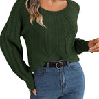 Einfarbiger Sweater mit Rundhals und geometrischem Design
