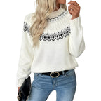 Damen Sweater mit Jacquard Muster und Rundhals