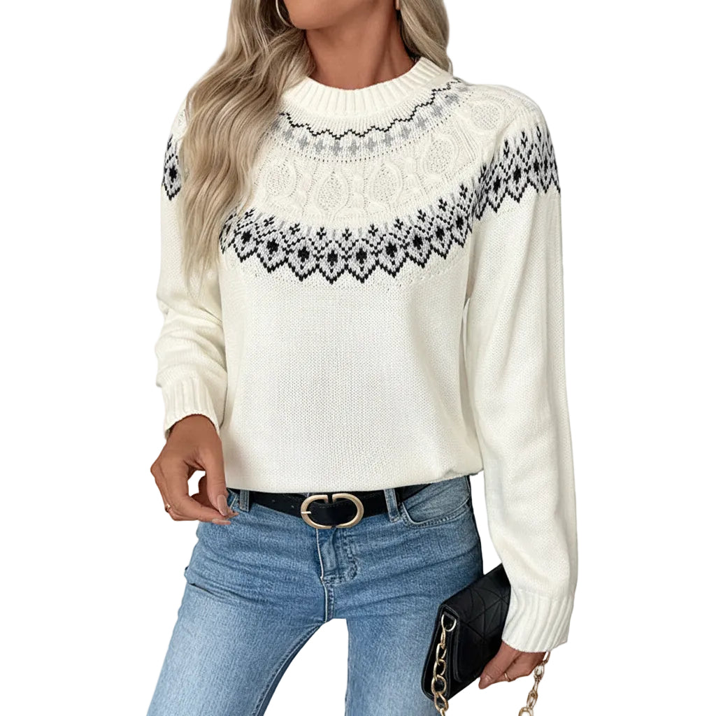 Sweater mit gewebtem Muster und langen Ärmeln