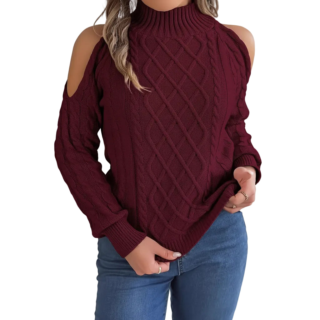 Damen Sweater mit Twist Muster und schulterfreiem Schnitt
