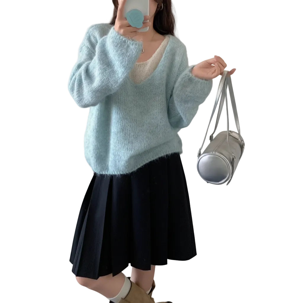 Damen Sweater mit modernem zweilagigem Look